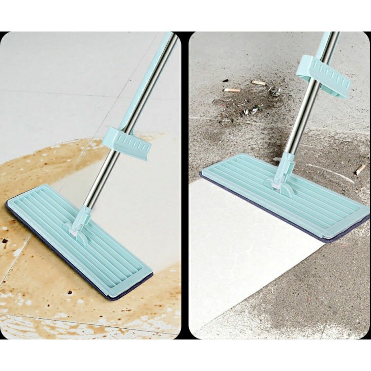 ไม้ถูพื้น-ไม้ถูรีดน้ำ-แบบรีดน้ำและฝุ่นผงในตัว-flat-mop-ไม้ถูพื้นพร้อมผ้า2ผืน-ไม้ถูแบบไม่ใช้มือล้าง-ราคาถูก