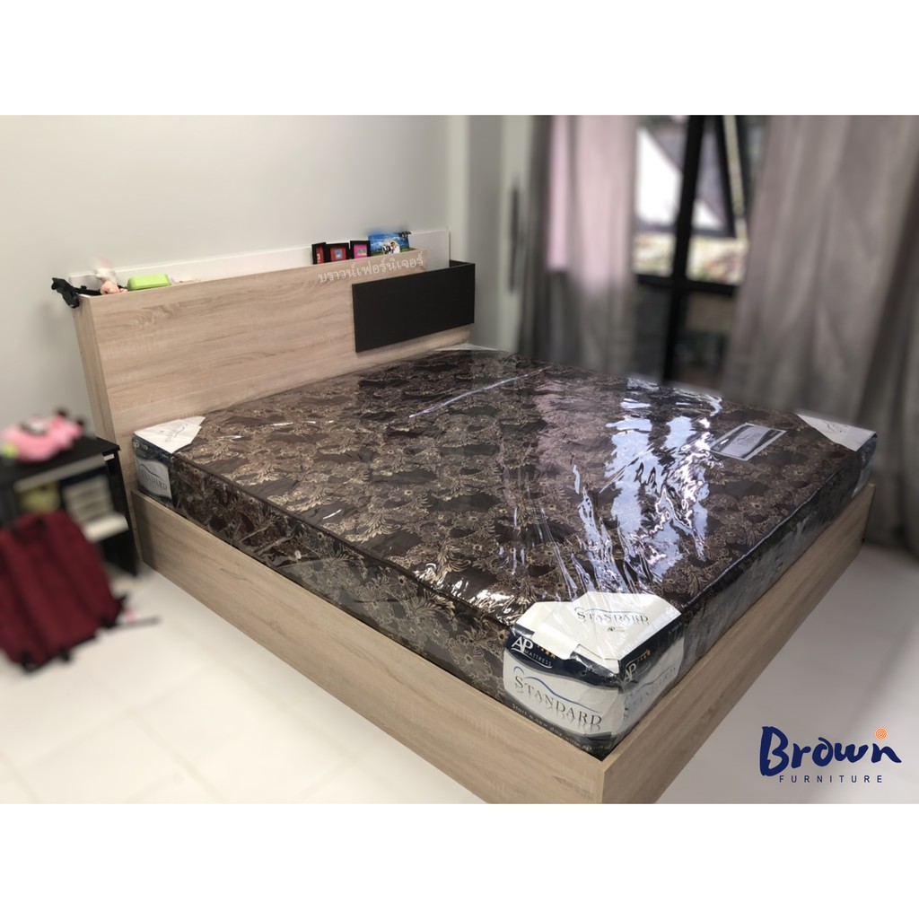 เตียงนอนไม้-เตียงนอน-แผ่นรองเตียงหนา-สินค้าพร้อมส่ง-brownfurniture