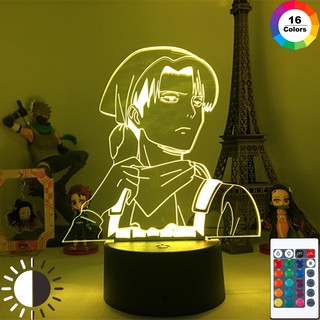 3D Night โคมไฟอะนิเมะโจมตีบน Titan สำหรับ Home Room Decor Light Cool เด็กของขวัญเด็กกัปตัน Levi Ackerman รูปโคมไฟ