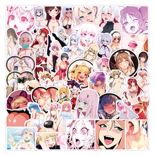 สติกเกอร์ PVC กันน้ํา ลายการ์ตูนอนิเมะ Ahegao สีสันสดใส สําหรับเด็กผู้หญิง มี 50 ชิ้น