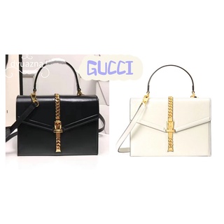 💯 ของแท้ GUCCI Sylvie 1969 Leather Handy Shoulder Crossbody Bag/Small