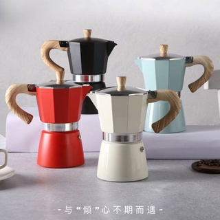 ราคาหม้อกาแฟหนาสไตล์ยุโรปหม้ออลูมิเนียมแปดเหลี่ยมเครื่องชงกาแฟหม้อกาแฟ moka pot สไตล์อิตาลีคลาสสิก