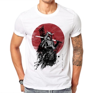 เสื้อยืดผู้ 100% Cotton Japanese Samurai Warrior Design T-shirt Fashion Summer Men Short Sleeve Cool Tee Shirts Tops  Cl