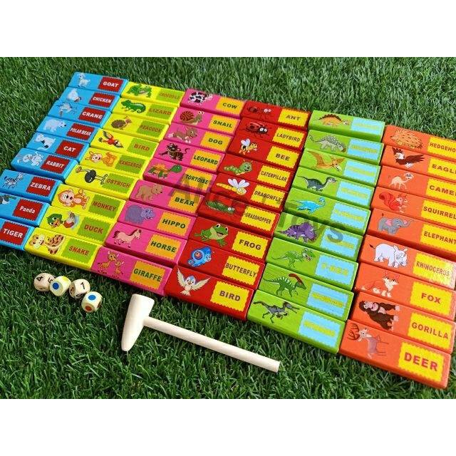 wooden-toys-ของเล่นไม้-บล็อคไม้ตึกถล่มลายสัตว์พร้อมคำศัพท์-54-ชิ้น