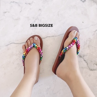 ภาพขนาดย่อของภาพหน้าปกสินค้า️ 𝗝𝗼𝘆 ️ รองเท้าไซส์ใหญ่ 36 - 45 ️ รองเท้าแตะหนีบ ลูกปัด รองเท้าไปทะเล ️ แฮนเมด Bigsize จ่ายปลายทาง plussize beads จากร้าน sabybata บน Shopee ภาพที่ 8