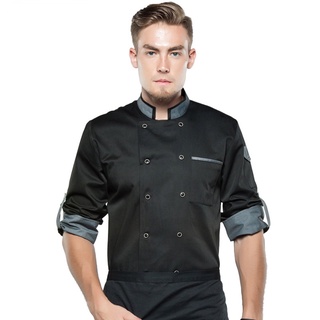 สินค้า เสื้อเชฟเชฟแจ็คเก็ตแขนยาวปรับได้ผู้ชายผู้หญิง Unisex Cook Coat ร้านอาหารโรงแรมห้องครัวสวมใส่ Waiter Uniform