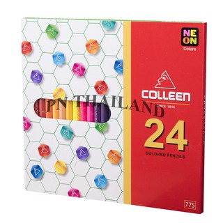 Colleen ดินสอสีไม้ คลอรีน 1 หัว 24 สี  รุ่น775 สีธรรมดา+นีออน(สะท้อนแสง)