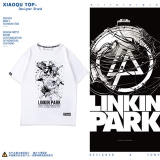 เสื้อยืดโอเวอร์ไซส์Linkin Park เสื้อยืดแขนสั้นผู้ชายและผู้หญิง Linkin Park เพลงร็อคยุโรปและอเมริกาผ้าฝ้ายหลวมครึ่งแขนS-4