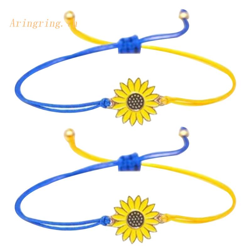 arin-สร้อยข้อมือเชือกถัก-แฮนด์เมด-ลายดอกทานตะวัน-ปรับได้-สีฟ้า-สีเหลือง-1-2-ชิ้น