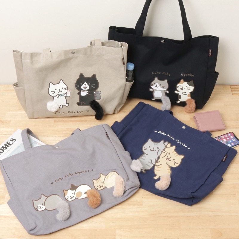 syกระเป๋าถือลายแมวญี่ปุ่น-กระเป๋าถือขนาดเล็ก-น่ารัก-ผ้าฝ้าย