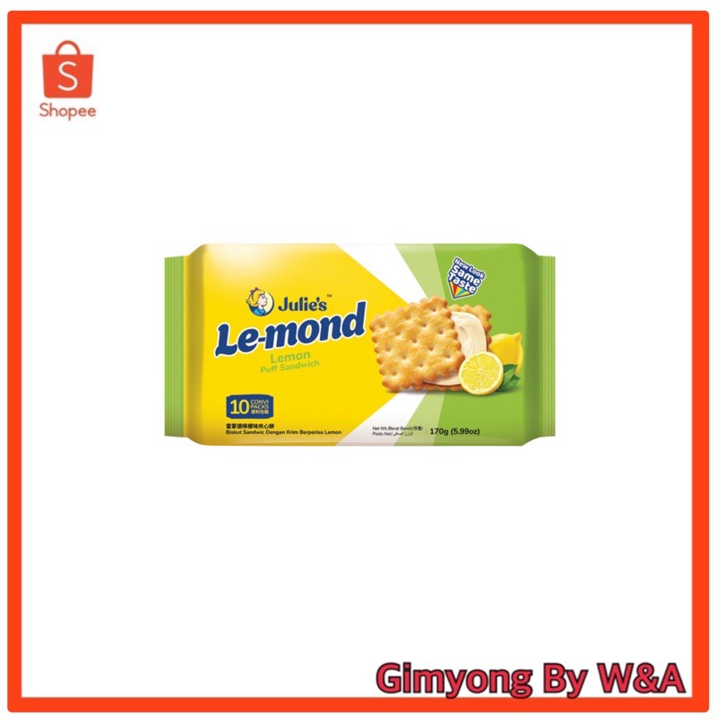 ภาพหน้าปกสินค้าJulies Le-mond Flavoured Cream Puff sandwich **ปรับห่อใหม่** ขนมปัง แครกเกอร์ ไส้ครีมมะนาว จากร้าน nunun2528 บน Shopee