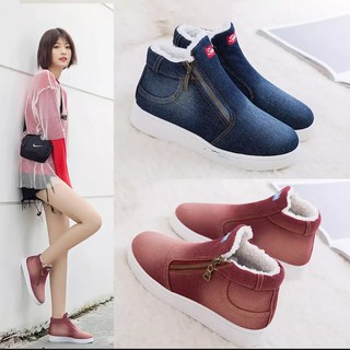 SALE!! เกรดงานโล๊ะ Fashion DIVA รองเท้าผ้าใบสปอร์ตแฟชั่นยีนส์หุ้มข้อ สไตล์เกาหลี