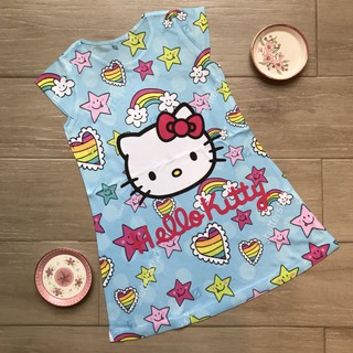 ชุดละ 140 บาท เดรสเด็กหญิง ลายแมวน้อยคิตตี้ Hello Kitty  2-7 ขวบ S M L XL