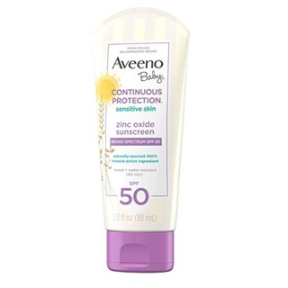 กันแดดสำหรับเด็ก Aveeno Baby Continuous Protection Sensitive Skin Zinc Oxide spf50