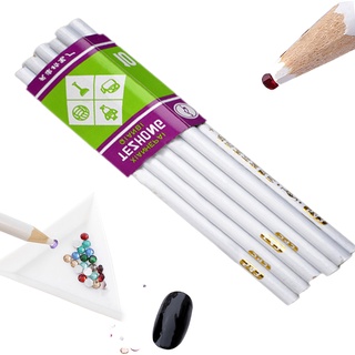 10 ชิ้น สีขาว จุดไม้ ปากกา ดินสอ เล็บ พลอยเทียม ลูกปัด เลือก ☆Bjfranchiseamo