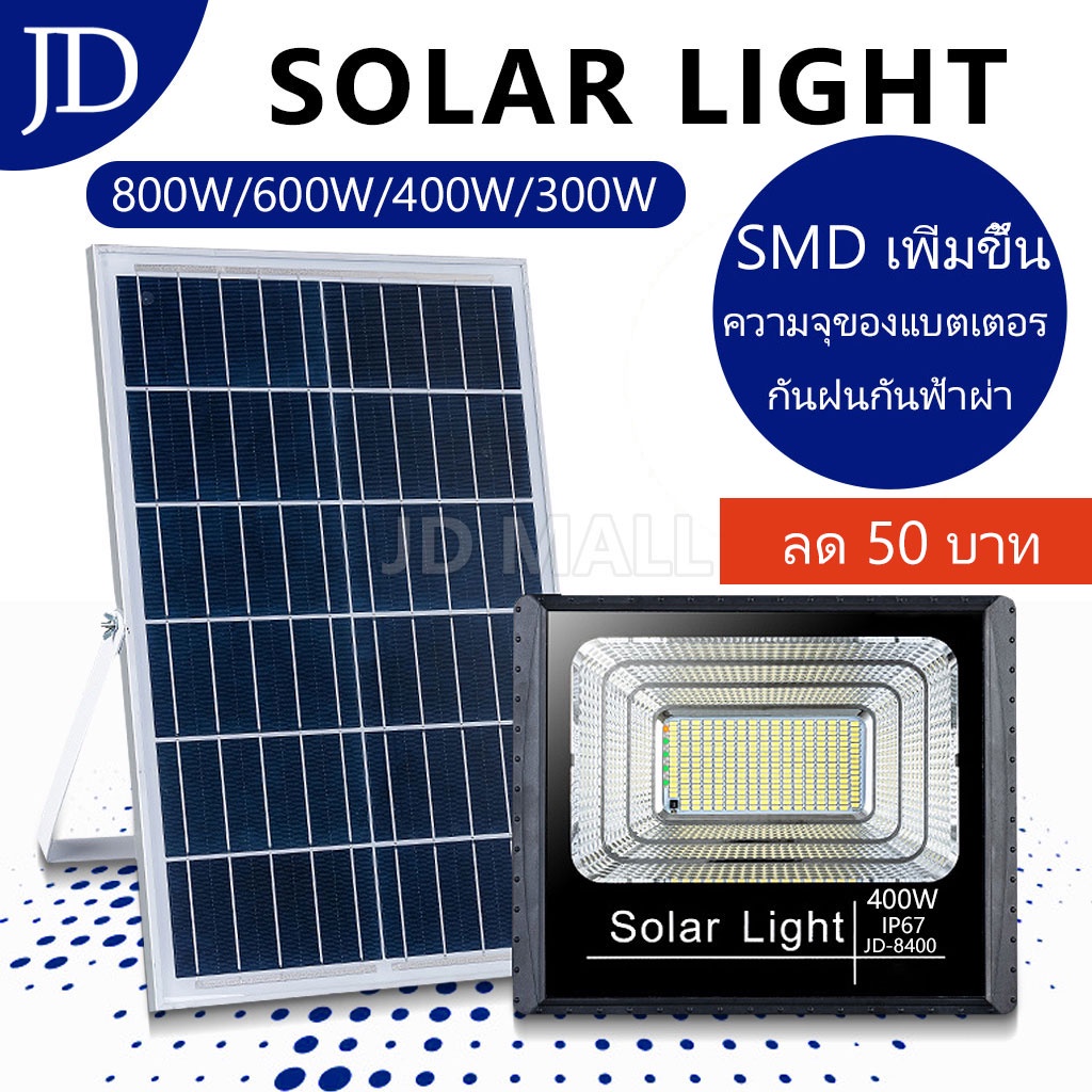 ภาพหน้าปกสินค้าราคาพิเศษวันนี้ JD 800W400W300W ไฟโซล่าร์เซลล์ สปอตไลท์ solar light ไฟsolar โซล่าเซลล์ ไฟโซล่าและแผงโซล่า ไฟสปอตไลท์