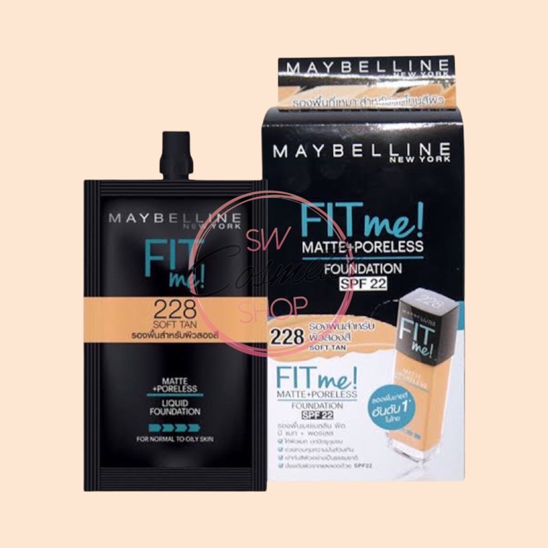 1กล่อง/6ซอง] Maybelline Fit Me Matte and Poreless Foundation เมย์เบลลีน  รองพื้น ฟิตมี แมท+พอร์เลส ฟาวเดชั่น | Shopee Thailand