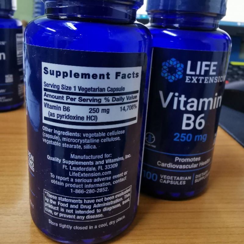 ภาพสินค้าLife Extension Vitamin B6 250 mg 100 Vegetarian Capsules วิตามินบี 6 บี6 pyridoxine จากร้าน napaphachkate บน Shopee ภาพที่ 2