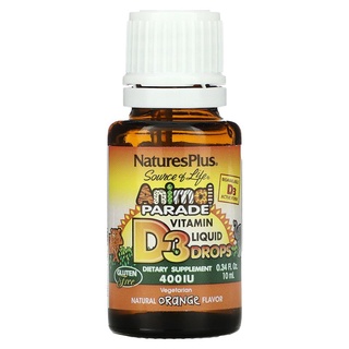 NaturesPlus Source of Life Animal Parade Vitamin D3 Liquid Drops NaturalOrange วิตามินดี สำหรับเด็ก แบบน้ำ Nature s Plus