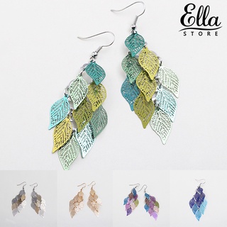 Ellastore123 ต่างหู รูปใบไม้ สร้างสรรค์ สวยหรู สําหรับผู้หญิง 1 คู่