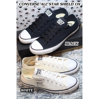 CONVERSE รุ่น ALL STAR SHIELD OX WHITE / BLACK รองเท้าผ้าใบ แฟชั่น สีขาว / สีดำ มือ1 ลิขสิทธิ์ของแท้100% มีของ พร้อมส่ง