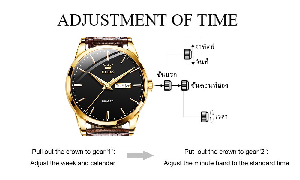มุมมองเพิ่มเติมของสินค้า OLEVS นาฬิกาข้อมือผู้ชาย สายหนังสีน้ำตาล กันน้ำ 100% มีไฟส่องสว่าง เรียบง่ายและมีสไตล์ นาฬิกาควอตซ์ ของขวัญวันเกิดผู้ชาย นาฬิกาข้อมือ รุ่น 6898