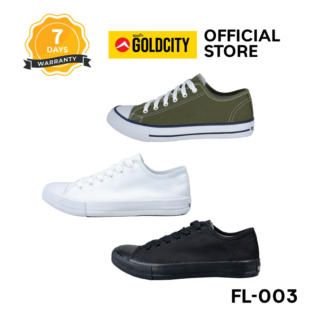 ภาพหน้าปกสินค้าGOLDCITY รุ่น FL003 รองเท้าผ้าใบแฟชั่น รองเท้าผ้าใบ โกลด์ซิตี้ ขาวขาว ดำดำ เขียวขี้ม้า