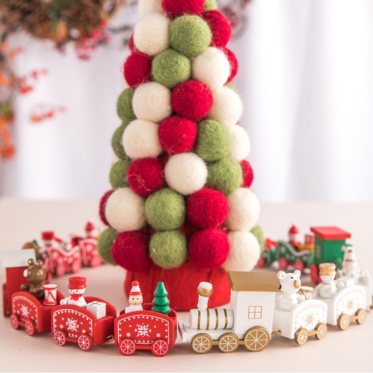 รถไฟคริสต์มาส-รถไฟของเล่น-รถไฟจำลอง-รถไฟไม้จิ๋วdiy-mini-christmas-wood-trainตกแต่งต้นคริสต์มาส-กล่องของขวัญ-บ้าน-ขนมเค้ก