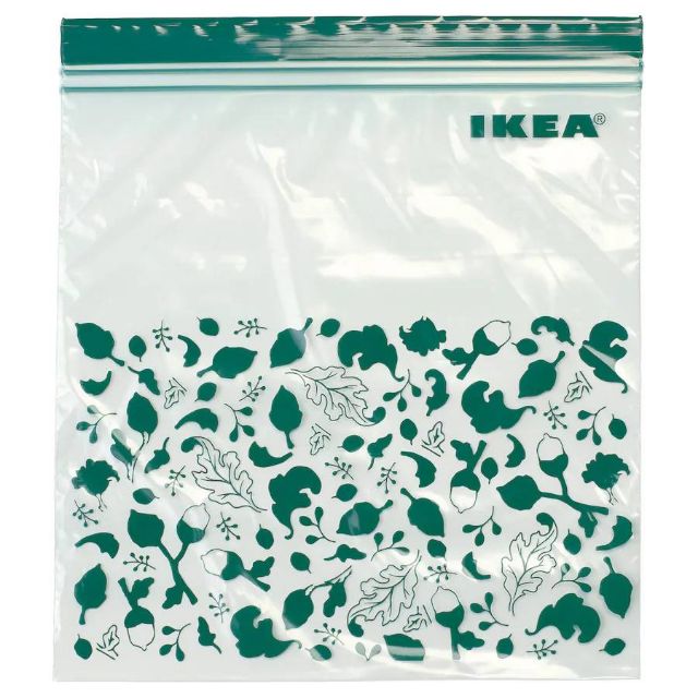 ikea-ถุงซิปล็อกใส่อาหาร-pattern-เขียว-2-5-ลิตร-25ชิ้น