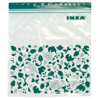 IKEA​ ถุงซิปล็อกใส่อาหาร, Pattern, เขียว, 2.5 ลิตร​ 25ชิ้น