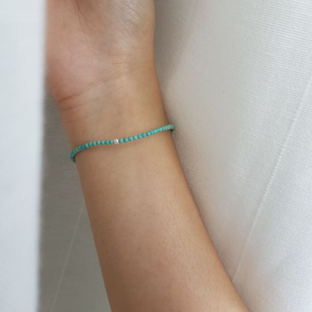 ภาพสินค้าMini turquoise bracelet กำไลหินนำโชค เทอร์ควอยซ์ ความหรูหรา อมตะ จากร้าน holy.gemmologo บน Shopee ภาพที่ 6
