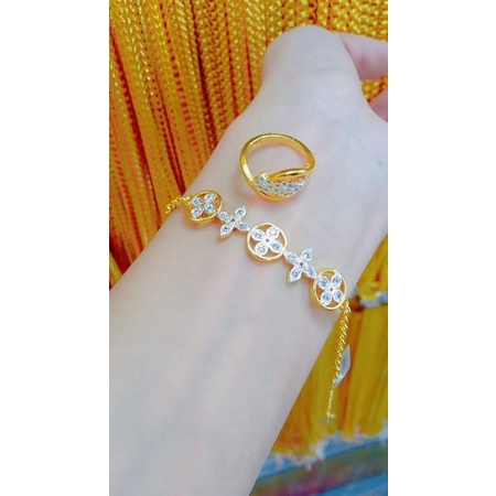 แพคคู่สร้อยข้อมือทองฝังเพชรและแหวนเศษทอง-แหวนเศษทอง