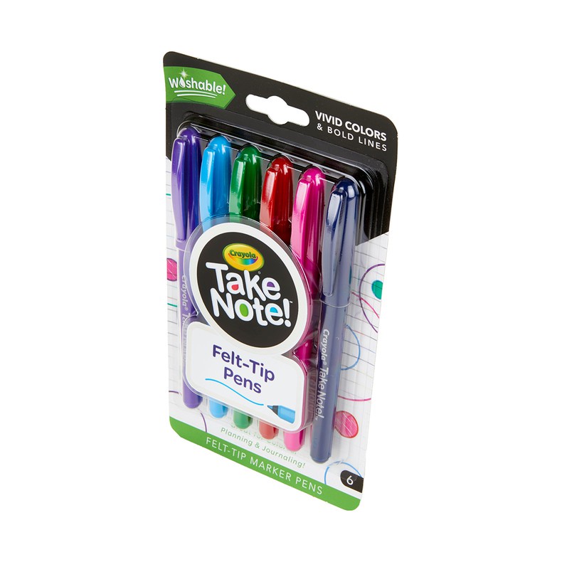 crayola-take-note-6-colors-washable-felt-tip-marker-เครโยล่า-สีเมจิกหัวใหญ่-6-สี