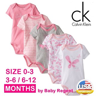 ʕ•́ᴥ•̀ʔ บอดี้สูท เด็ก Calvin Klein Baby Bodysuit แพ็ค 5 ตัว 0-3/3-6M แท้จาก CK USA
