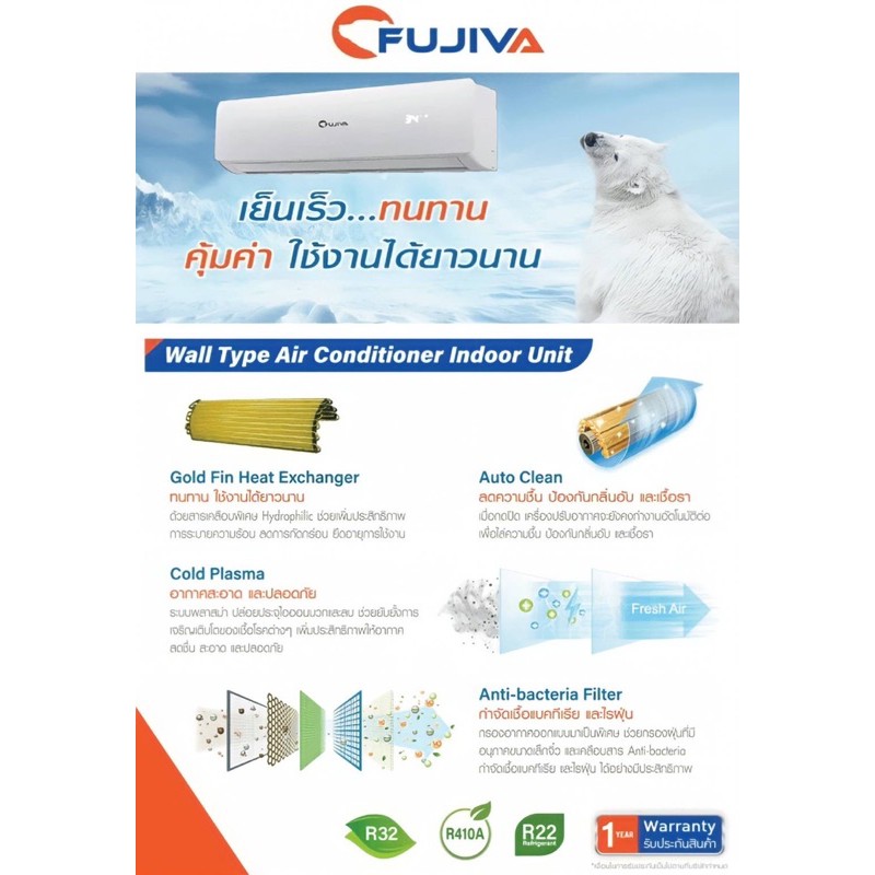 ภาพหน้าปกสินค้าคอยเย็นแอร์ FUJIVA ขนาด9000-24000 btuใช้เปลี่ยนแทนแอร์ได้ทุกยี่ห้อ (เฉพาะตัวคอยเย็น เป็นอะไหล่) จากร้าน first...168 บน Shopee