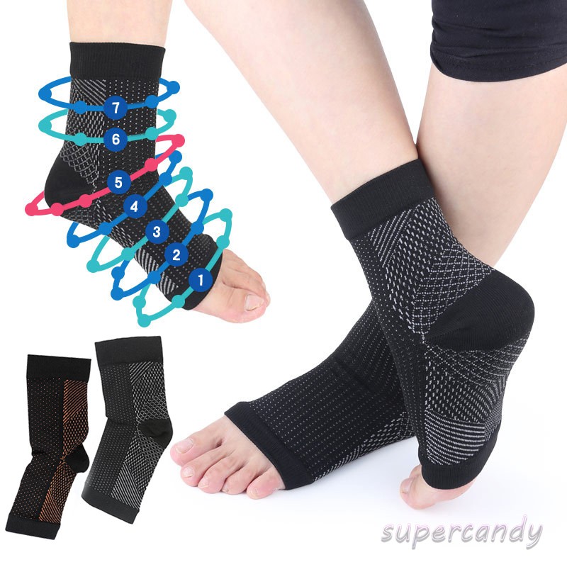 ภาพหน้าปกสินค้า1 Pair Copper Infused Compression Socks Ankle Support Pain Relief Socks