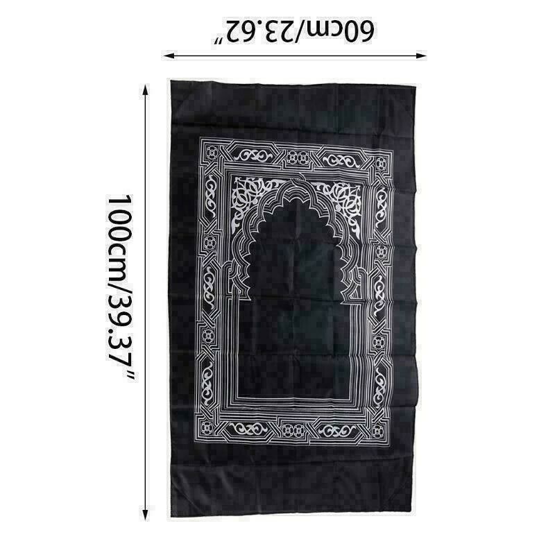 TRAVEL POCKET PRAYER MAT RUG JA NAMAZ WITH QIBLA KAABA COMPASS IN POUCH ...