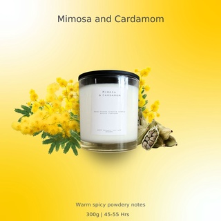 เทียนหอม Soy Wax กลิ่น Jo.L Mimosa &amp; Cardamom 300g / 10.14 oz (แบบไม่มีฝาปิด) Double wicks candle 45-55 hours