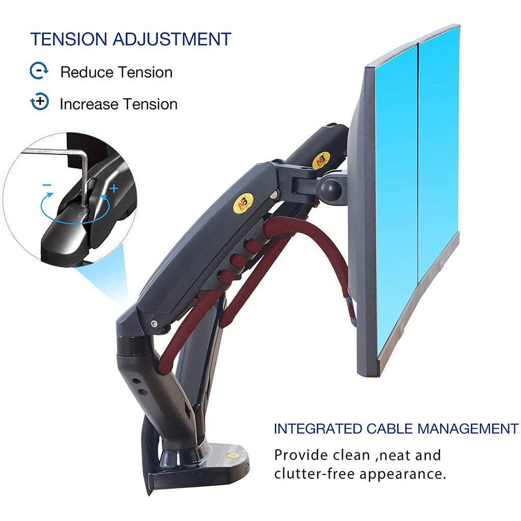 ขาตั้งจอคอม-ขาตั้งหน้าจอคอม-แบบ-2-จอ-ขายึดจอคอม-รุ่น-nb-f160-gas-spring-desktop-dual-lcd-รองรับจอขนาด-17-30-นิ้ว