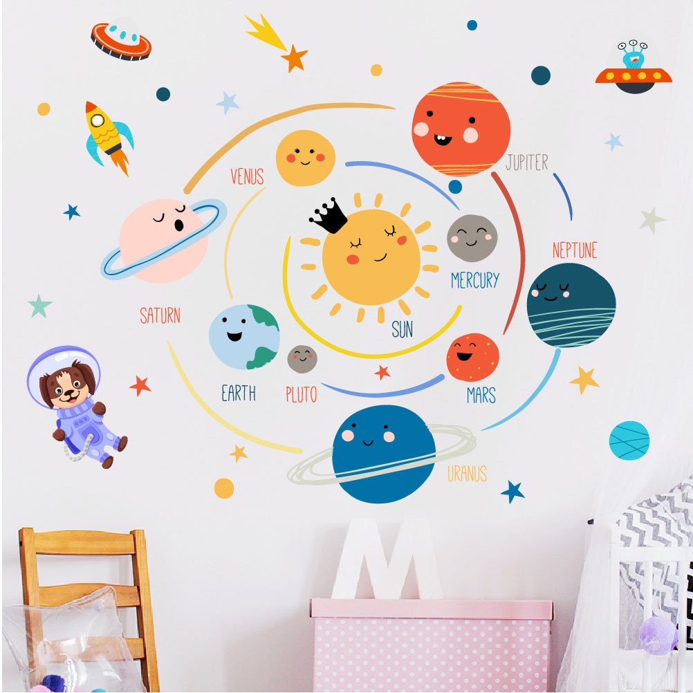 zooyoo-สติกเกอร์ติดผนัง-ลายการ์ตูนดาวเคราะห์อวกาศจักรวาล-น่ารัก-พลังงานแสงอาทิตย์-เสริมการศึกษาเด็กอนุบาล