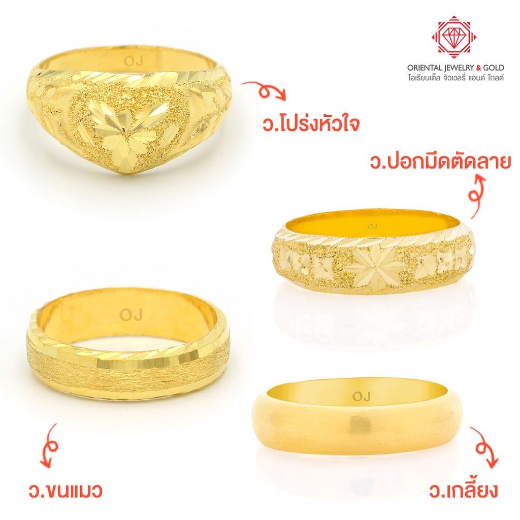 ภาพสินค้าOJ GOLD โปรพิเศษ แหวนทองแท้ นน.ครึ่งสลึง 96.5% 1.9 กรัม ประกันขนส่ง ขายได้จำนำได้ จากร้าน orientaljewelry บน Shopee ภาพที่ 1