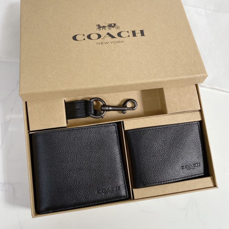 แท้-พร้อมส่ง-กระเป๋าตังค์ชาย-coach-f64118-compact-id-wallet-in-sport-calf-leather