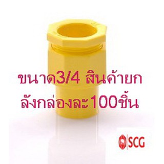 ข้อต่อเข้ากล่องร้อยสาย คอนเน็คเตอร์ pvc สีเหลือง ตราช้าง SCG ขนาด 3/4 (สินค้ายกลังกล่องละ100ชิ้น)
