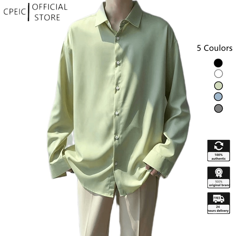 ☆Cpeic★เสื้อเชิ้ตแขนยาว แบบบาง ทรงหลวม ป้องกันริ้วรอย สีเขียวมิ้นท์ ...
