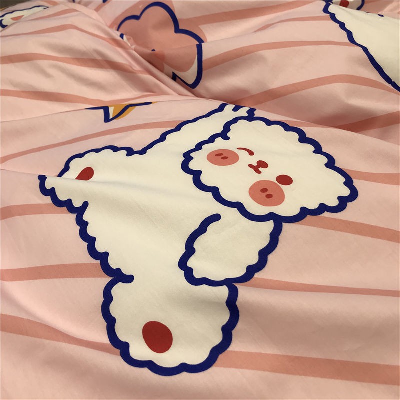 ชุดเครื่องนอน-line-หมีสีชมพูสไตล์เจ้าหญิง-1-8-ผ้าปูที่นอนสี่ชิ้นสาวหัวใจสามชิ้นเรียบง่ายปลอกผ้านวม-คือคลุม