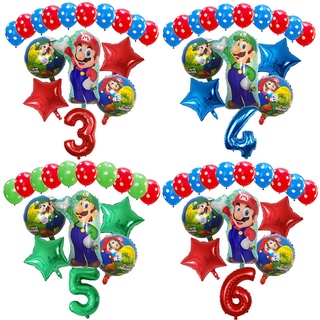 &lt;พร้อมส่ง&gt; ชุดลูกโป่ง ลายการ์ตูน Super Mario Luigi Bros Folie ขนาด 30 นิ้ว ของขวัญ สําหรับตกแต่ง 16 ชิ้น