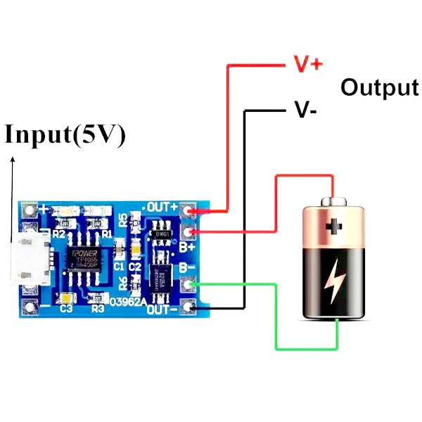 micro-usb-to-bms-1s-วงจรชาร์จ18650