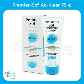 ☀️EXP 21/12/25☀️Premier-Sof Ac-Klear 75 g. โฟมล้างหน้า ปราศจากน้ำหอม ลดการเกิดสิว เพื่อดูแลผิวบอบบาง แพ้ง่าย