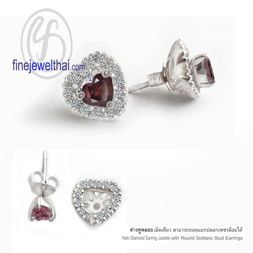 finejewelthai-ต่างหูโกเมน-ต่างหูพลอย-พลอยประจำเดือนเกิด-garnet-silver-earring-birthstone-e1082gm00-เลือกสีตัวเรือนได้