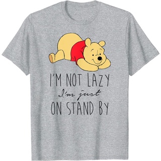 เสื้อ ผู้ชาย สไตล์ เกาหลี เสื้อผู้ชายเท่ๆ ผู้ชายและผู้หญิง Disney Lazy Winnie The Pooh T-Shirt sale เสื้อกั๊ก เสื